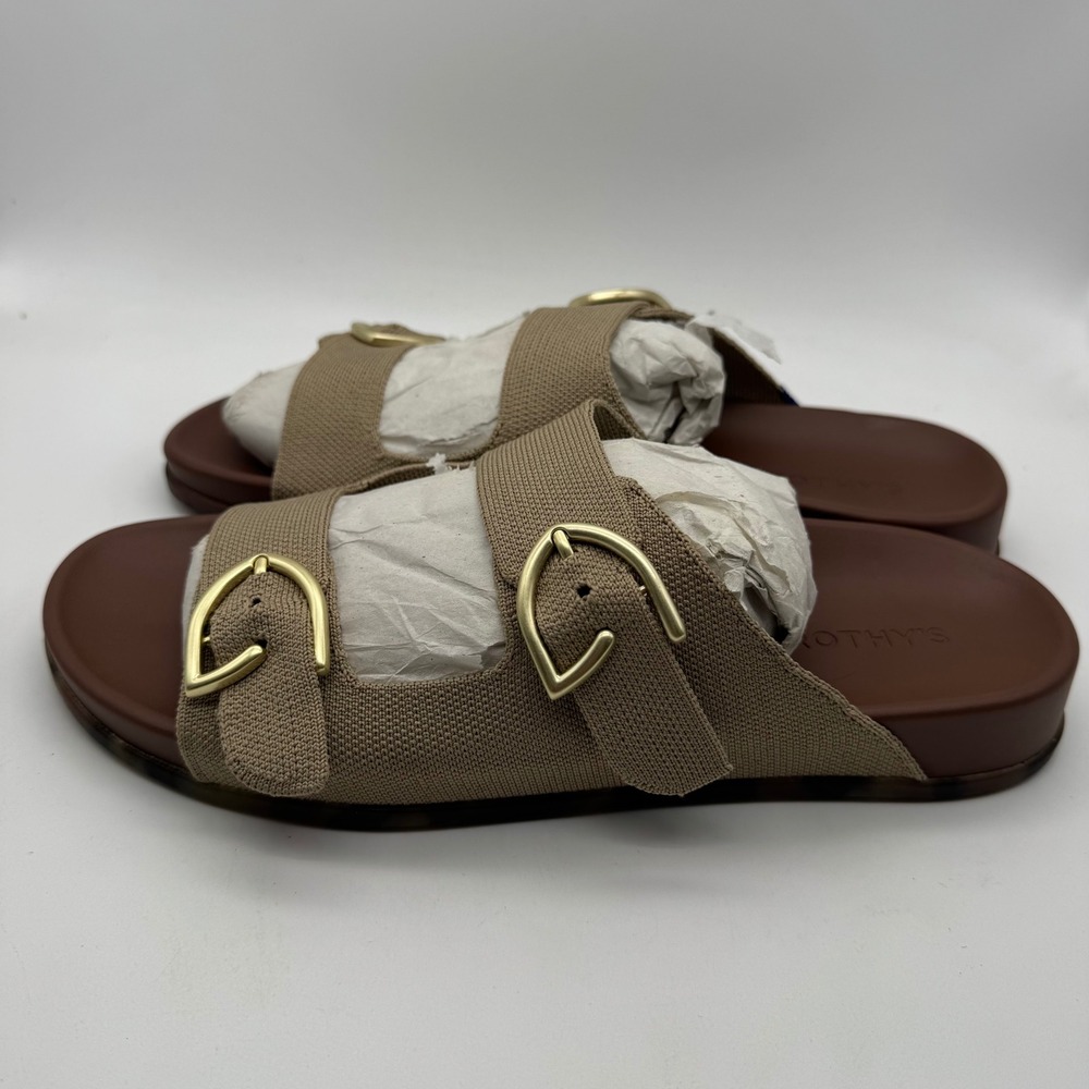 Rothy's Women's Buckle Sandal Slides Size 10.5 US Neutral Tan Brown - Picture 3 of 6